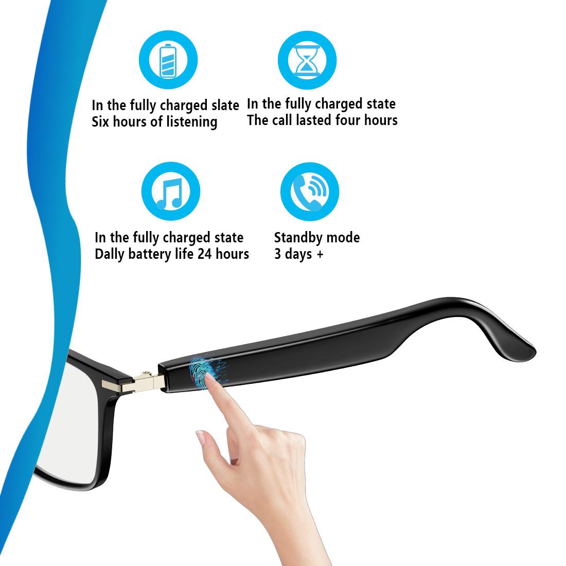 Smart AI translation glasses, real-time app translation in 164 languages, photochromic lenses, flat gray-black lenses.