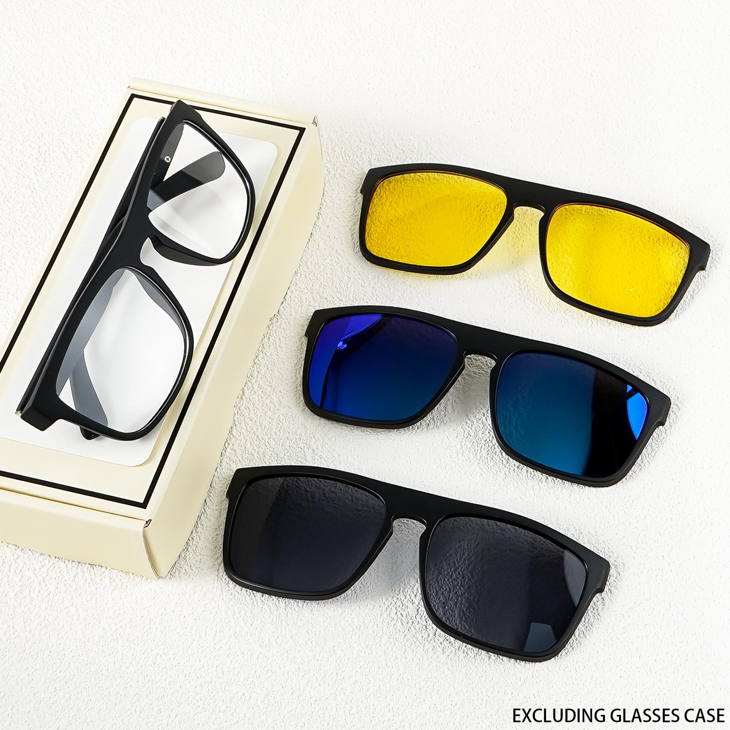 A New Set of Magnetic Clip-On Design Fashion Glasses, 1 Frame, and 3 Interchangeable Lenses, Perfect for Everyday Use and Party