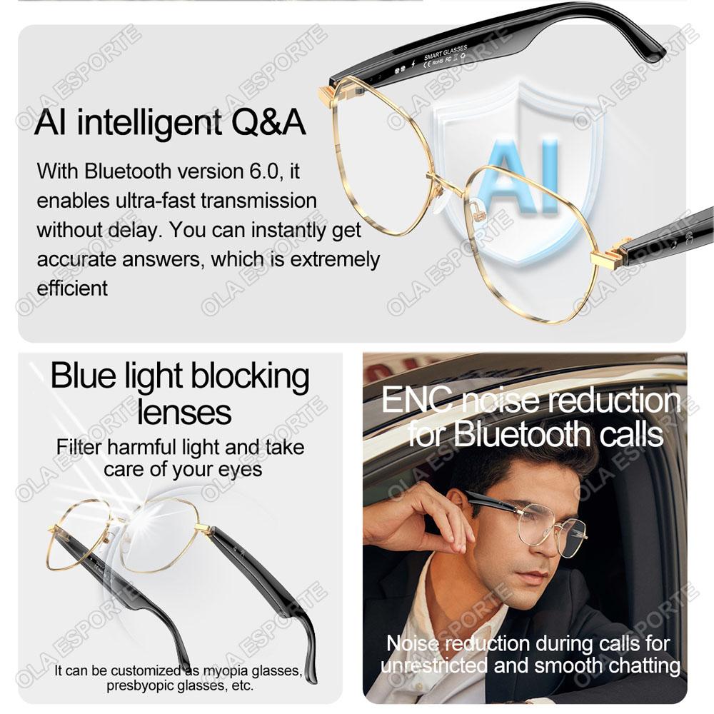 New AI Smart Glasses Intelligent Real-time Language Translator Bluetooth Wireless Headphone AI Chat Smart Touch&Voice Sunglasses - Image 2