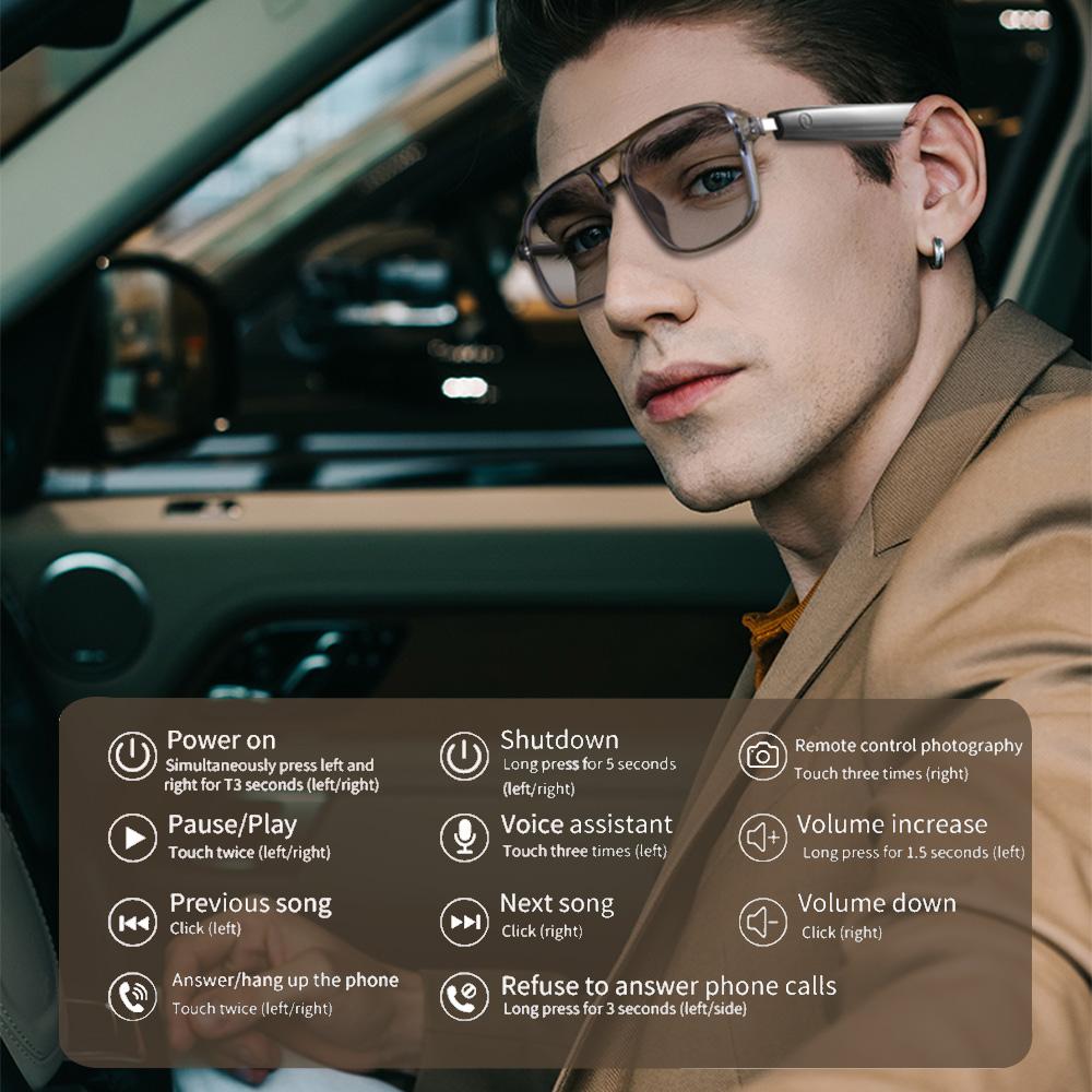 2025 NEW Smart Glasses Ai Voice Assistant Touch Music Control Anti-UV Color-Change Lenses Bluetooth Call Headphone for Xiaomi