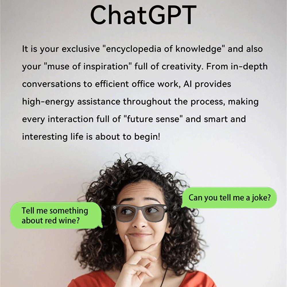 2025 500W Pixels 2K Video Recording AI Smart Glasses HD Call Smart Image Recognition Dialogue Translation Blue Tooth Sunglasses - Image 3