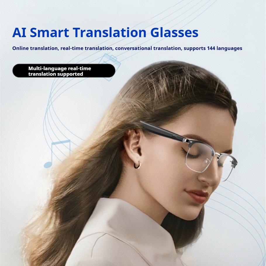 YJ005F AI Smart Translation Glasses, Blue - Light Blocking & Metal Frame, Real - Time 150 Languages Translation, Multi - Scene