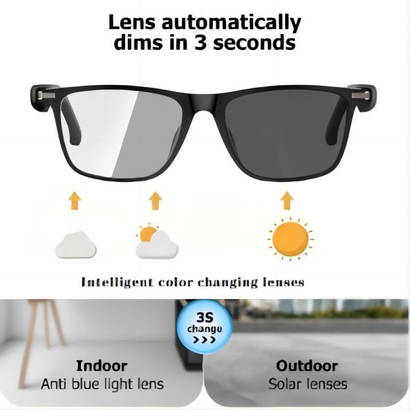 New smart glasses with auto-dimming lenses, built-in microphone and speaker, HD voice calls and HIFI sound quality.