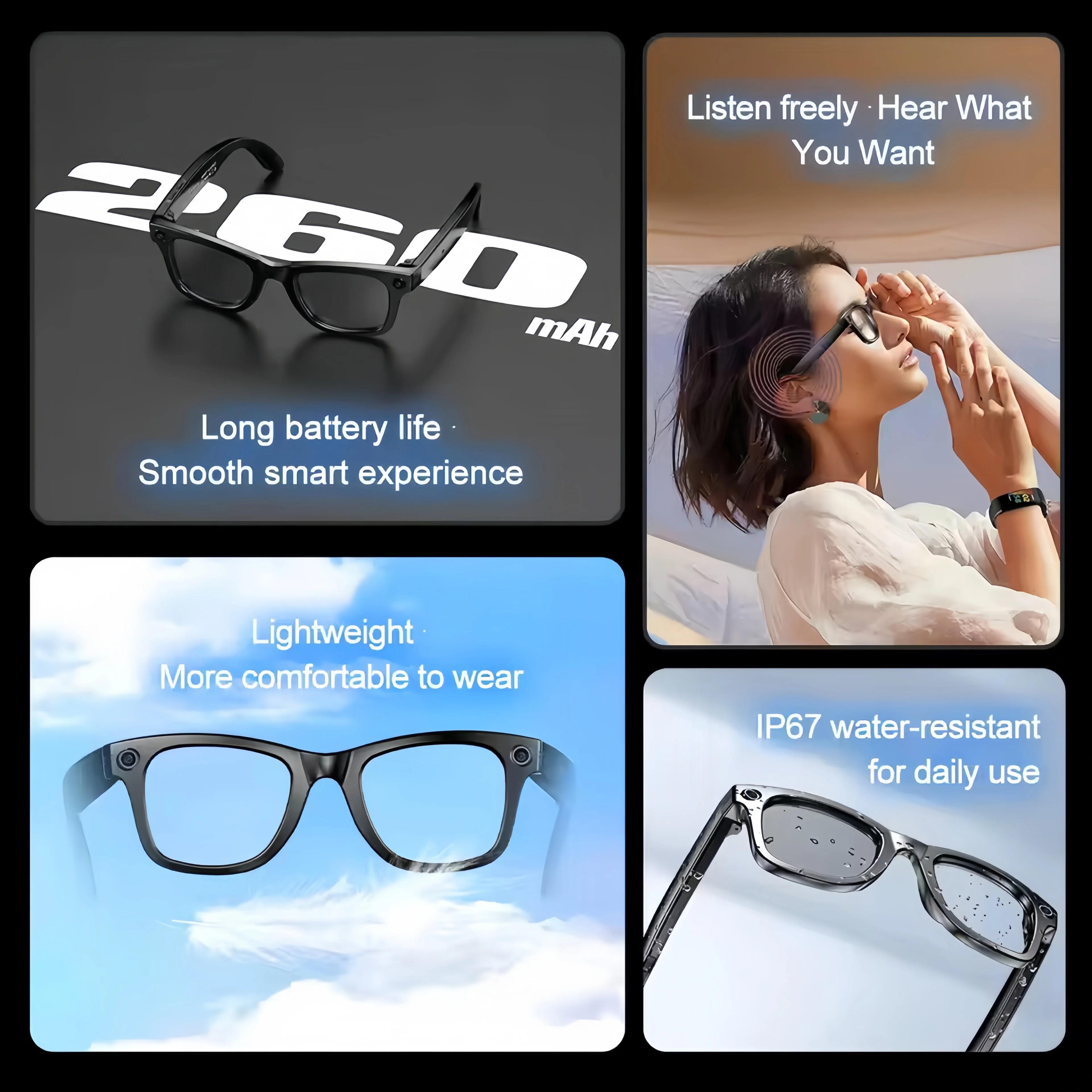 Discover the Revolutionary Features of 2025  สมาร์ท  แว่นแดด ai smart glasses with กล้อง วิดีโอ 8MP แปล  บลูทูธ การโทร Music Play ผู้ชาย Women  การบันทึก 100+
