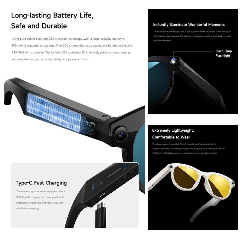AI smart glasses 8-megapixel recording video photography listening to music recognition answer translation waterproof Bluetooth