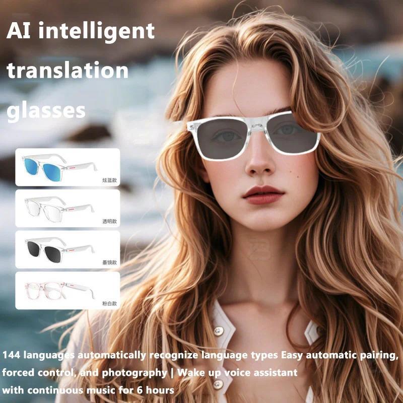 Translator Glasses AI 144 Languages Bluetooth Translation Sunglasses Chat Intelligent Real-time Voice Rssistant Smart Glasses