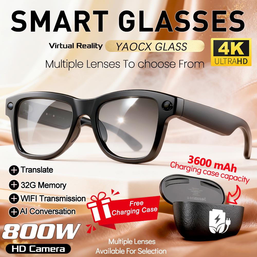 Smart glasses, new in 2026, featuring a camera, video recording, AI learning, image recognition, Bluetooth calling, and voice translation. Sunglasses designed for men and women.