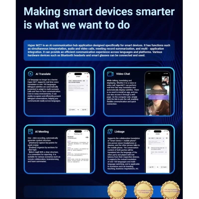 Smart Glasses with AI Translation, Supporting 100+ Languages, Make and Receive Calls, Provide Music Playback, Noise Reduction, Lightweight, TWS Compatible Glasses, Suitable for Men and Women, Introduced in 2026 - Image 4