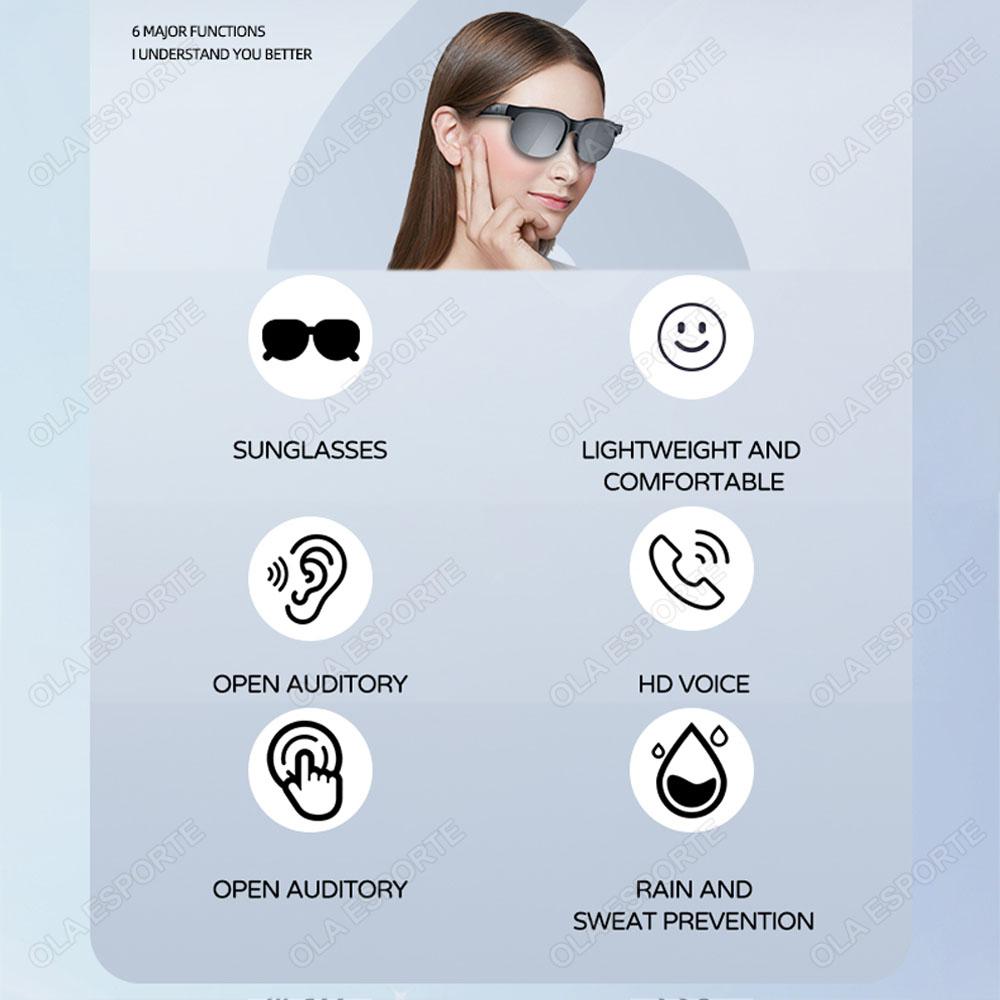 Smart glasses, designed for men, new arrival with Bluetooth 5.3, featuring stereo bass sound with blue light protection, dual speakers, touch control system, music playback, headphones, and sunglasses functionality. - Image 2