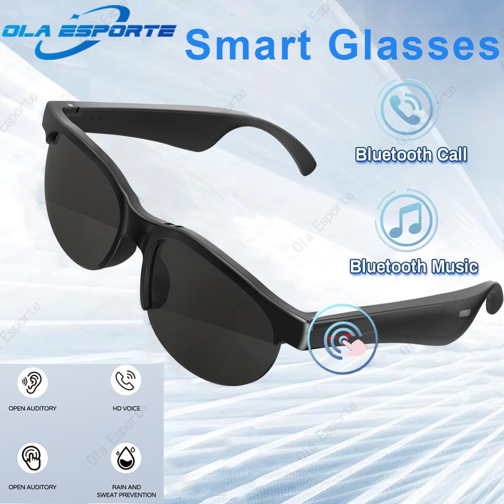 Smart glasses, designed for men, new arrival with Bluetooth 5.3, featuring stereo bass sound with blue light protection, dual speakers, touch control system, music playback, headphones, and sunglasses functionality. - Image 1