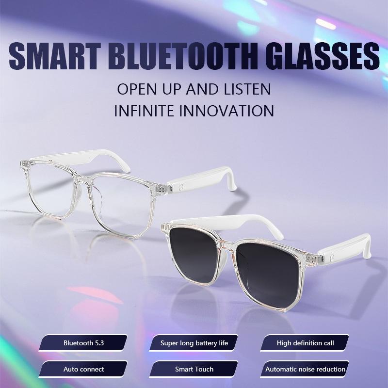 Smart glasses with Bluetooth connectivity, sunglasses, headphones, UV400 polarized blue light blocking lenses—perfect for driving, hands-free calling, music, and photography.
