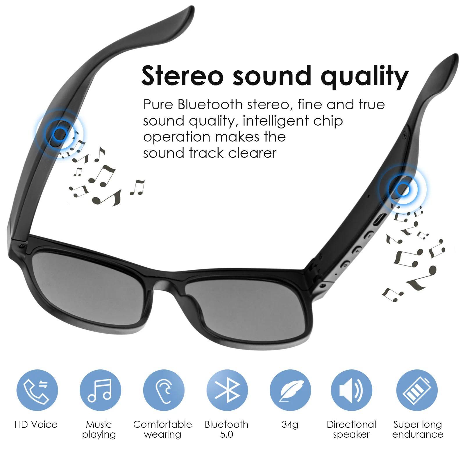 Bluetooth glasses, smart, open ear Bluetooth headphones, polarized music glasses, sunglasses, blue