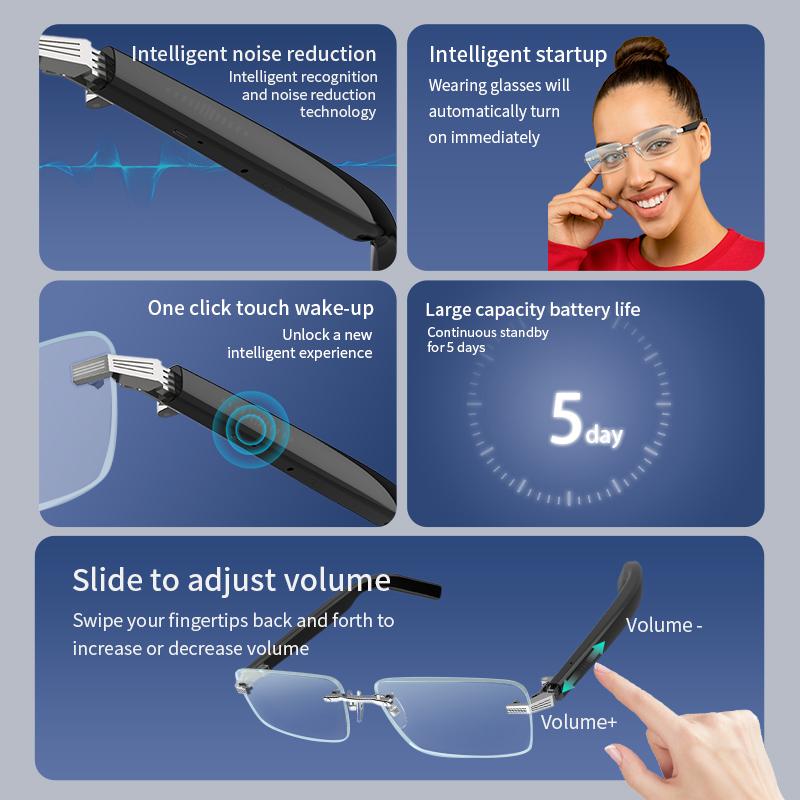Smart Glasses G06-T Outdoor Sports, Leisure, Music, Suitable for Men and Women, Fashionable Blue Light Blocking Glasses - Image 2
