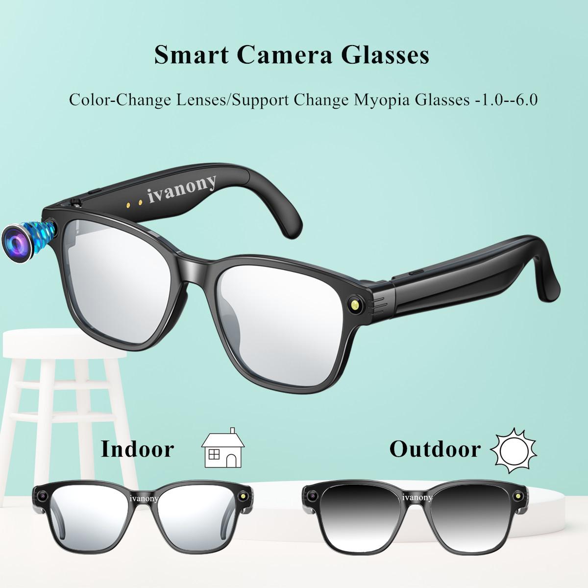 Smart Glasses with Bluetooth, Video Camera, Color-Changing Lenses, Prescription Lenses, WiFi Connectivity, 800W Photo Camera, AI-Powered Glasses - Image 1