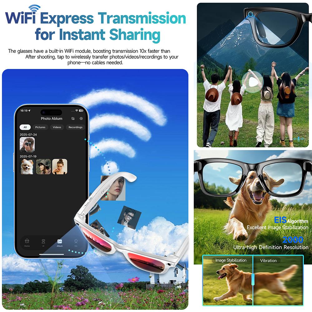 2026 AI Color-Changing Smart Glasses 800W Camera Men Translation Glasses Waterproof Call Photo Video Recording Smart Sunglasses