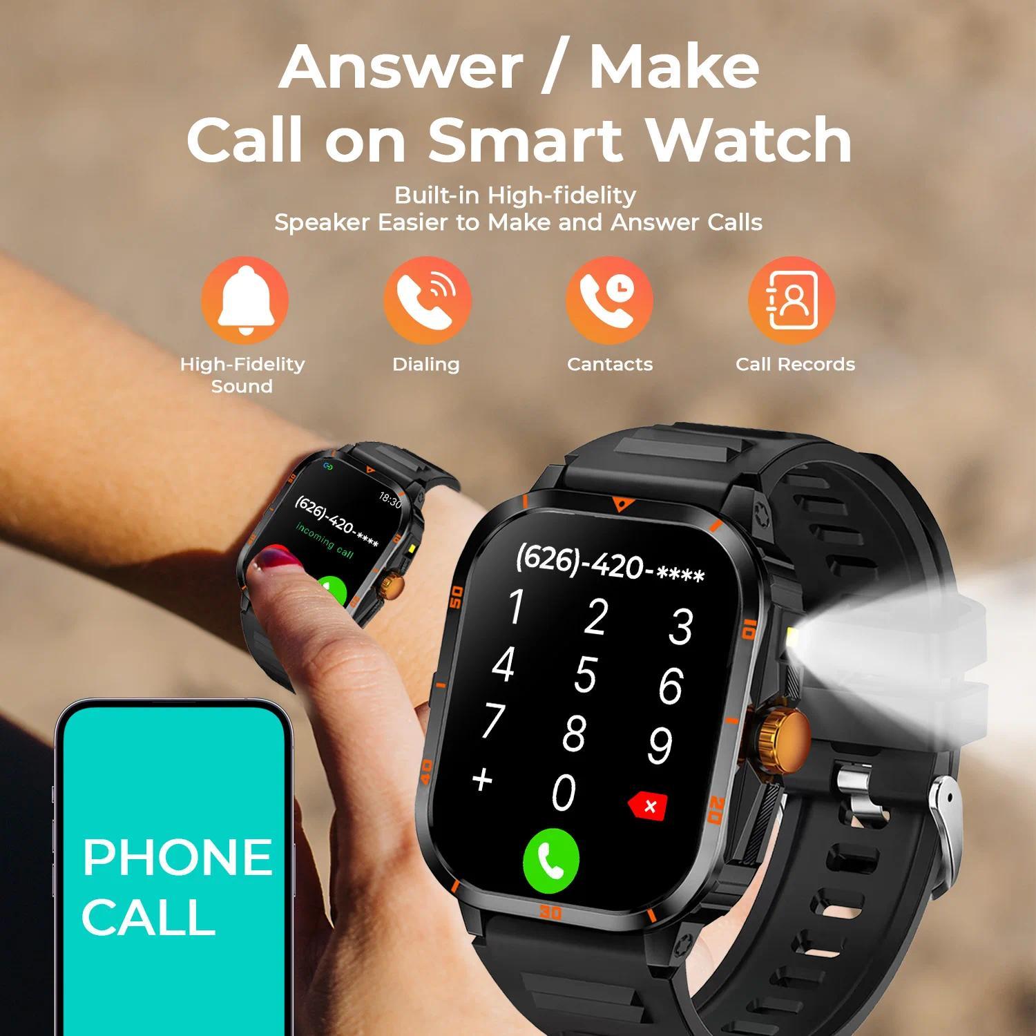 Smart Watch, LED Watch, Waterproof, Large Battery 400mAh, Bluetooth Calls, Heart Rate Monitor, For Men, New in 2026