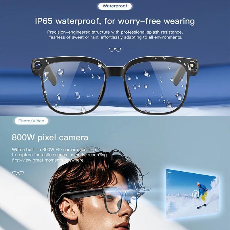 Smart Glasses, New for 2026, 8MP HD Camera, Voice AI, Photo Video Recording, Translation, 290 Long Battery, Music, Waterproof