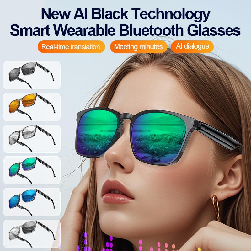 AI Smart Glasses Trendy Sunglasses For Women Noise Cancelling Wireless Bluetooth Call Smart Touch Meeting Translation Glasses