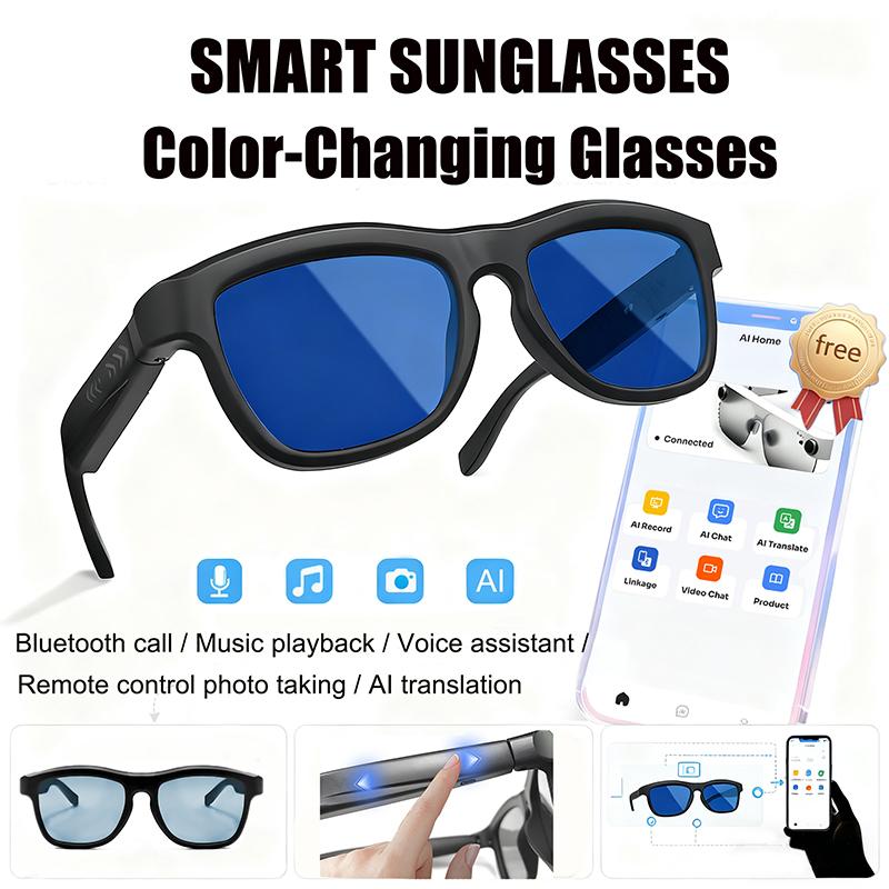 Al Intelligent Translation Change Color Sunglasses Men Women UV400 Protection Eyewear Smart Voice Assistant Music Player Shades