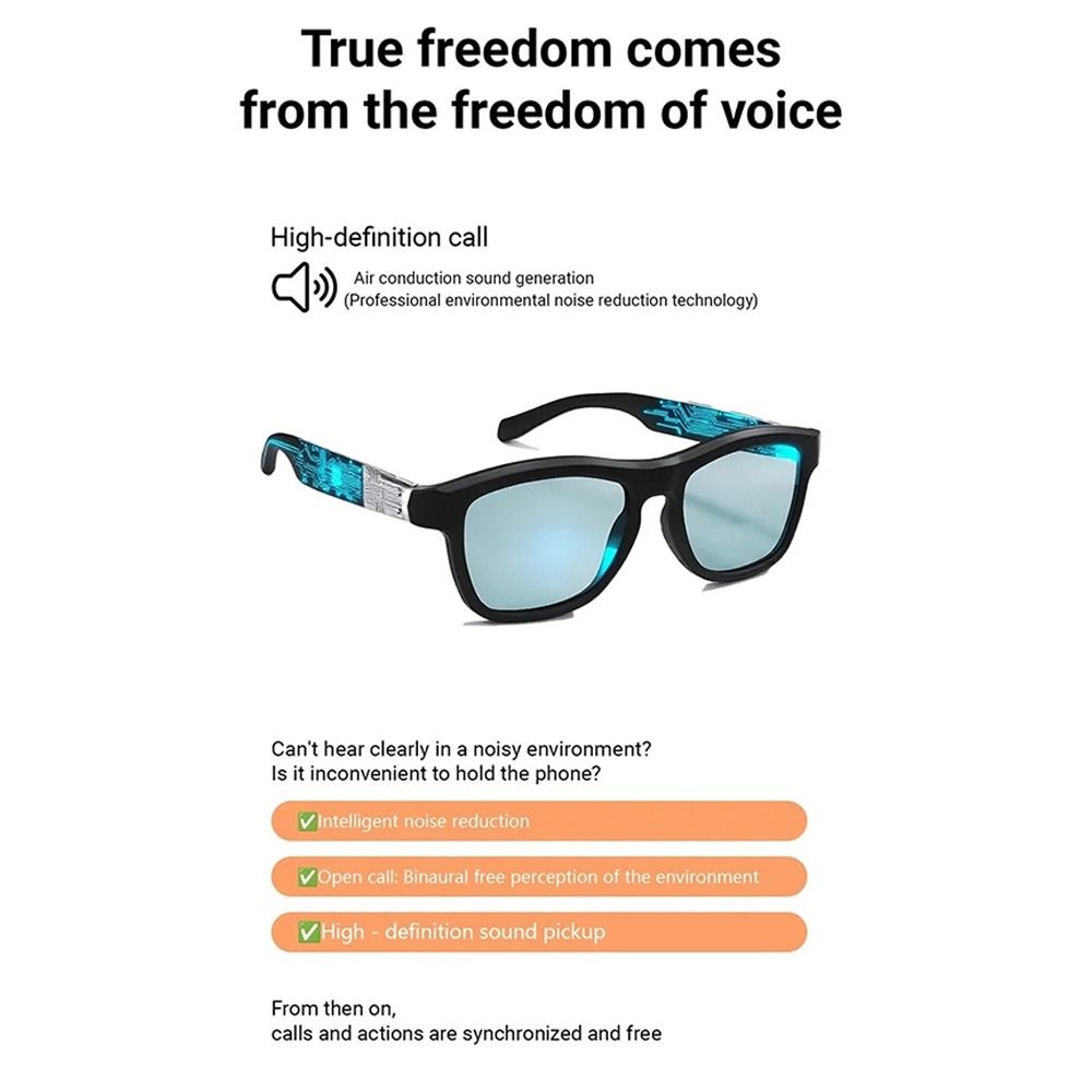 AI Intelligent Translation Smart Bluetooth Sunglasses Bluetooth Call Color-changing Control Lenses AI Smart Glasses
