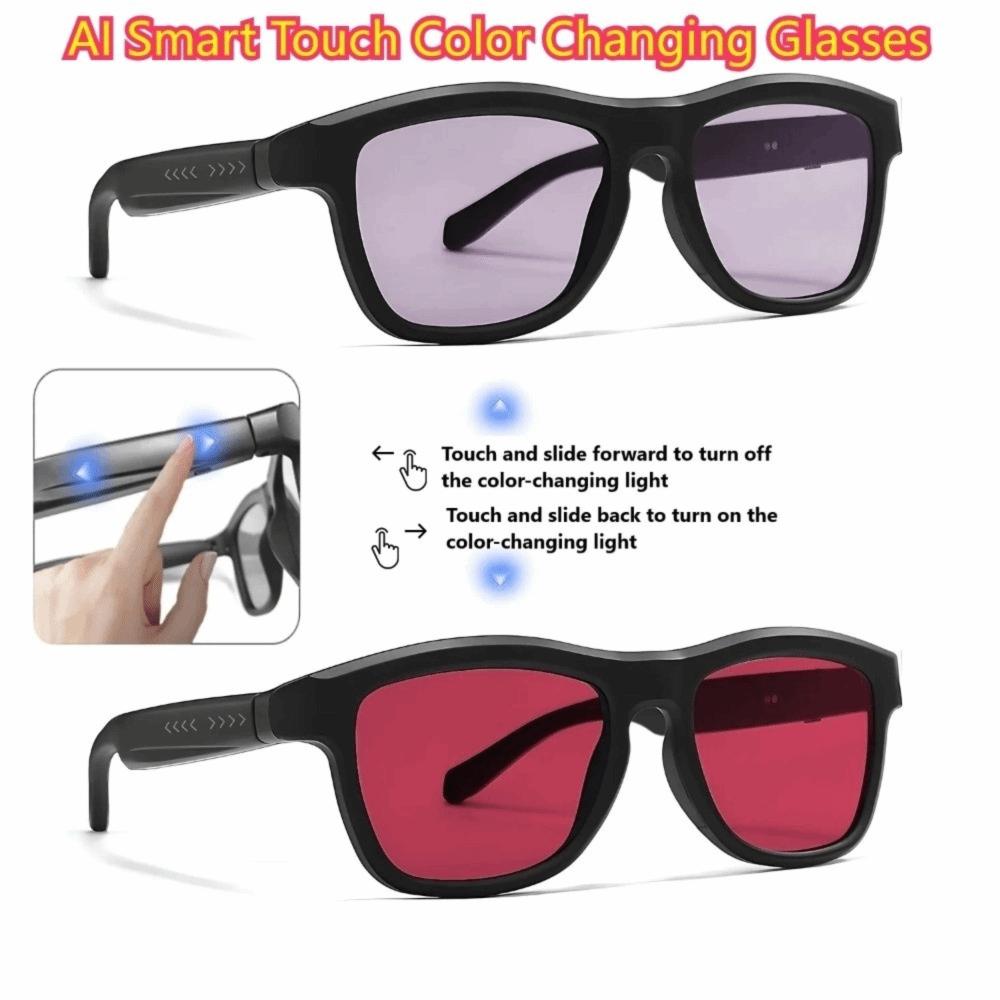 AI Intelligent Translation Smart Bluetooth Sunglasses Bluetooth Call Color-changing Control Lenses AI Smart Glasses