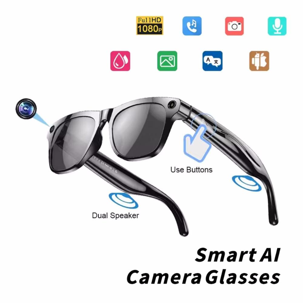 1080P AI Smart Glasses GPT 100mp Multifunctional Camera Chat Bluetooth Call Voice Assistant Music Player Smart Translation