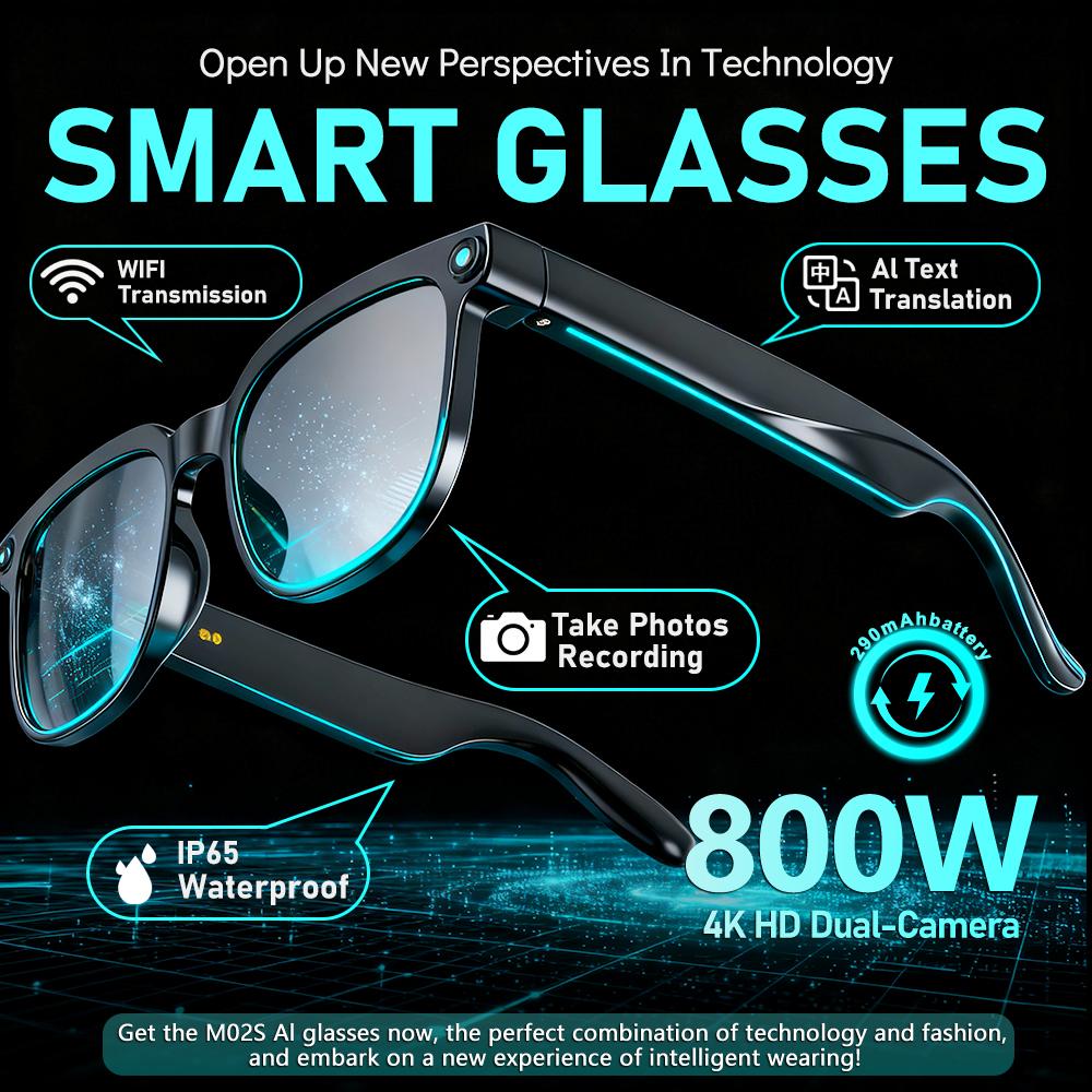 2026 New 8MP Camera Video Recording Sunglasses AI Smart Glasses 100+ Languages Translation Bluetooth Call Music Play Men Women