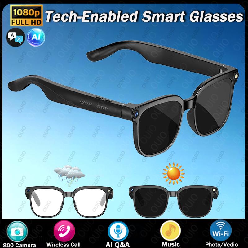 Smart glasses, new in 2026, with an 8MP HD camera and AI voice functionality for recording photos and videos. Supports language translation, built-in adhesive, waterproof design, and a long-lasting battery with up to 290 songs. - Image 2