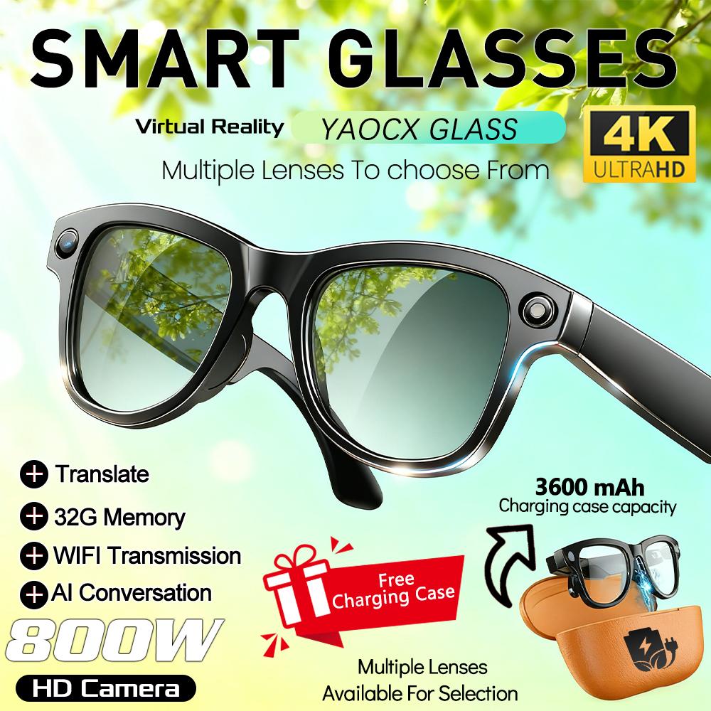 Smart Glasses, New for 2026, with Video Recording Camera, AI Photo Recognition, Bluetooth Calling, Voice Translation, Sunglasses, For Men and Women