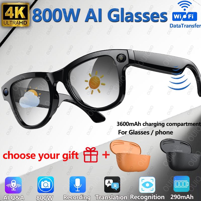 Smart glasses, AI voice assistant, 4K HD camera, photo taking, music, real-time translation and recognition, dual lenses, blue light blocking glasses, launched in 2026