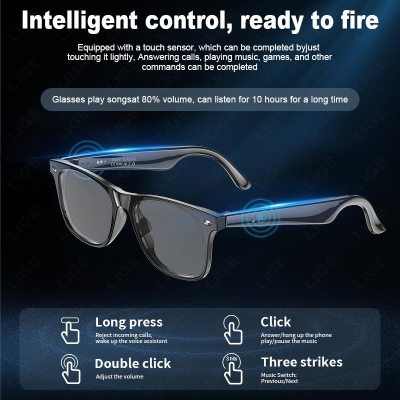 New Version Smart AI Translation Glasses, Bluetooth Smart Glasses, For Men and Women, Automatic Dialogue Translation, Bluetooth Sunglasses, Available in 163 Languages