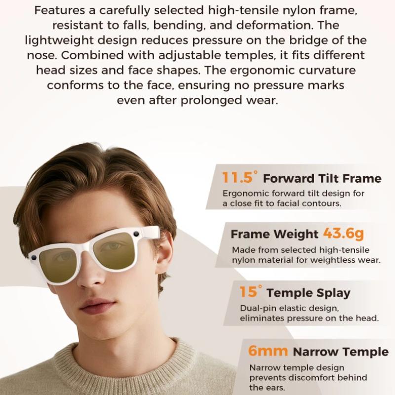 AI Smart Glasses M02Ultra with Charging Case - 800MP Camera, Object Recognition, Translation, WiFi, Navigation, Video Recording