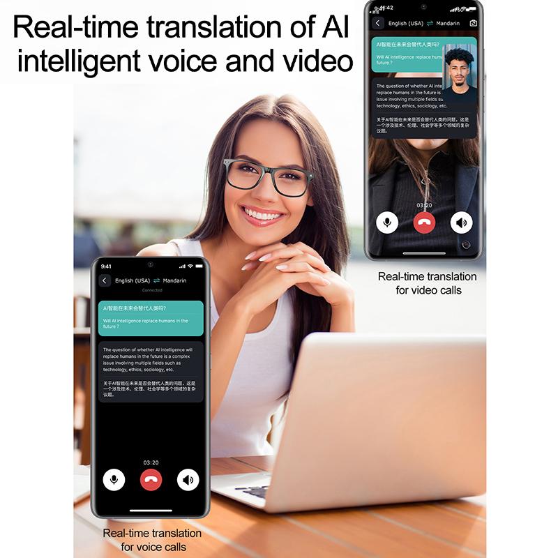 LIGE New Smart Glasses AI Intelligent Real-time Translation Bluetooth Sunglasses Outdoor Sport Earphone Calling Music Eyeglasses