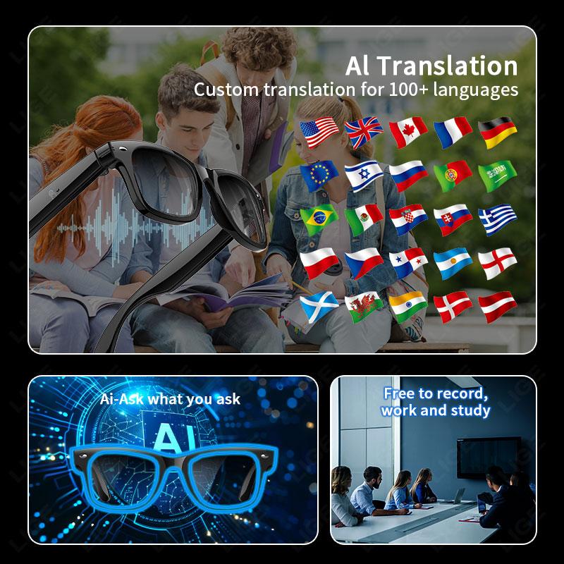 LIGE Cermin mata pintar Fotografi AI Video Intelligent Interactive Terjemahan Pintar Cermin mata hitam For Google Cermin mata with camera men vs Competitors: Which One Should You Choose?