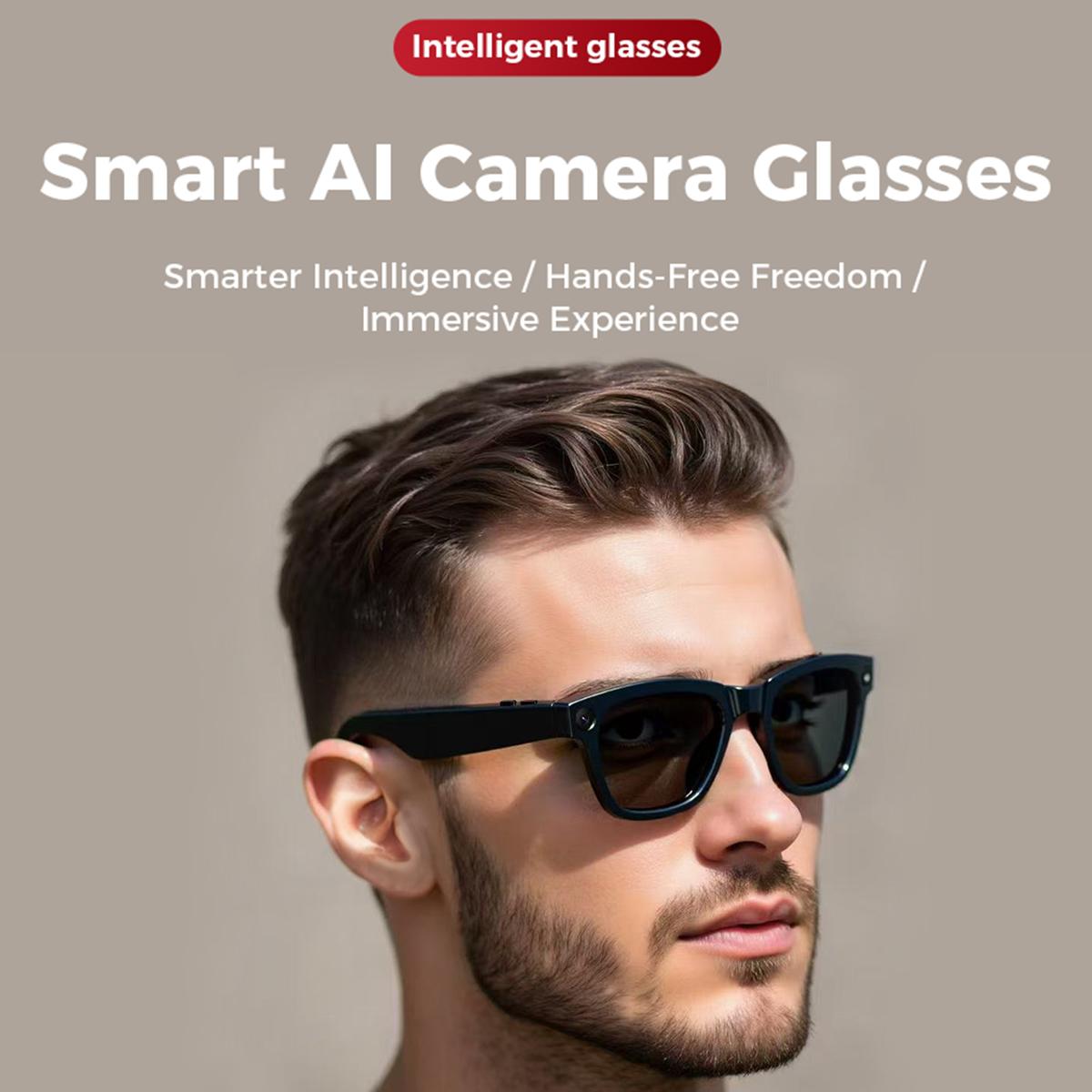 New Smart Glasses AI Translation Bluetooth Call 1080P HD Camera Music Headphones Outdoor Sports Fashion Sunglasses For Men Women
