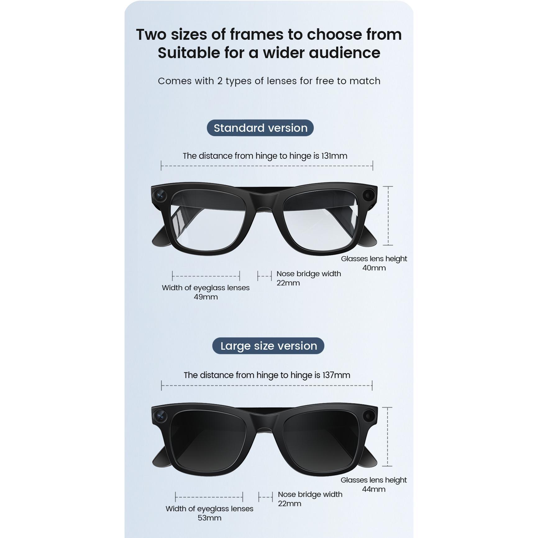 Ai Glasses with Camera  E02 8MP Real TIme Translation Anti-Shake Shooting Ai Voice Transcription Long Duration Wearable Headset