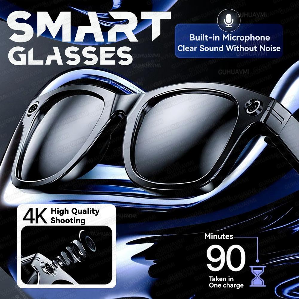 Smart glasses, AI translation, Bluetooth calling, music and voice assistant, smart sunglasses design, camera control and video recording, object recognition
