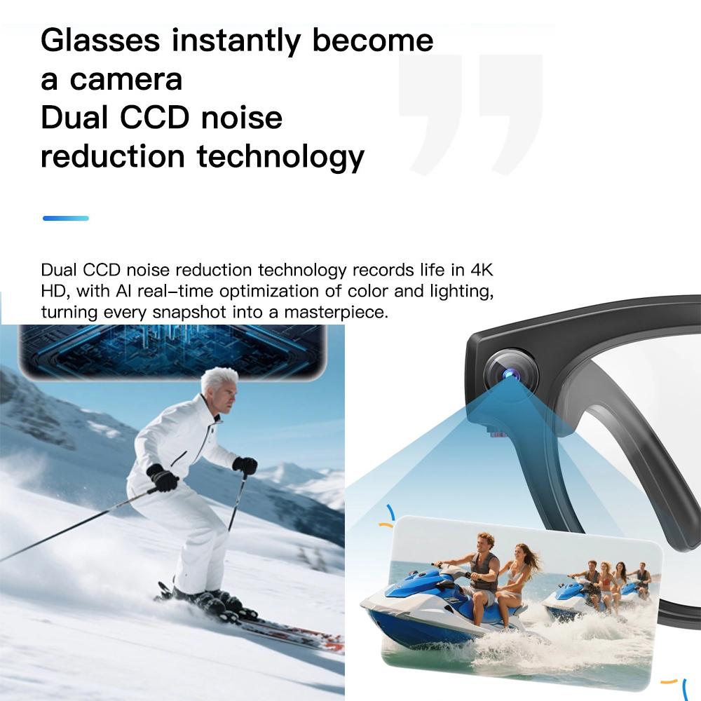 Smart glasses, Q8 AI, real-time translation, HD image restoration, sunglasses with music playback, suitable for office, business, travel, sports, camera