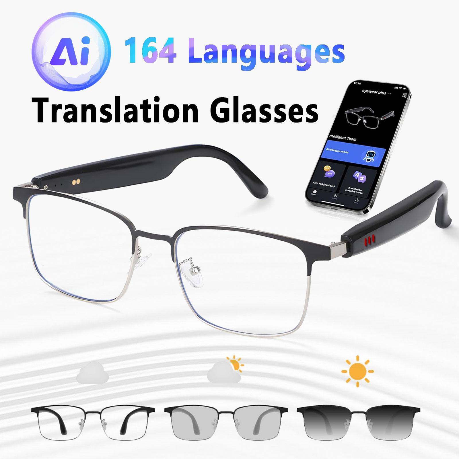 Smart glasses with translating app, interchangeable lenses, high-definition voice calling, Hi-Fi sound quality, open-ear headphone design