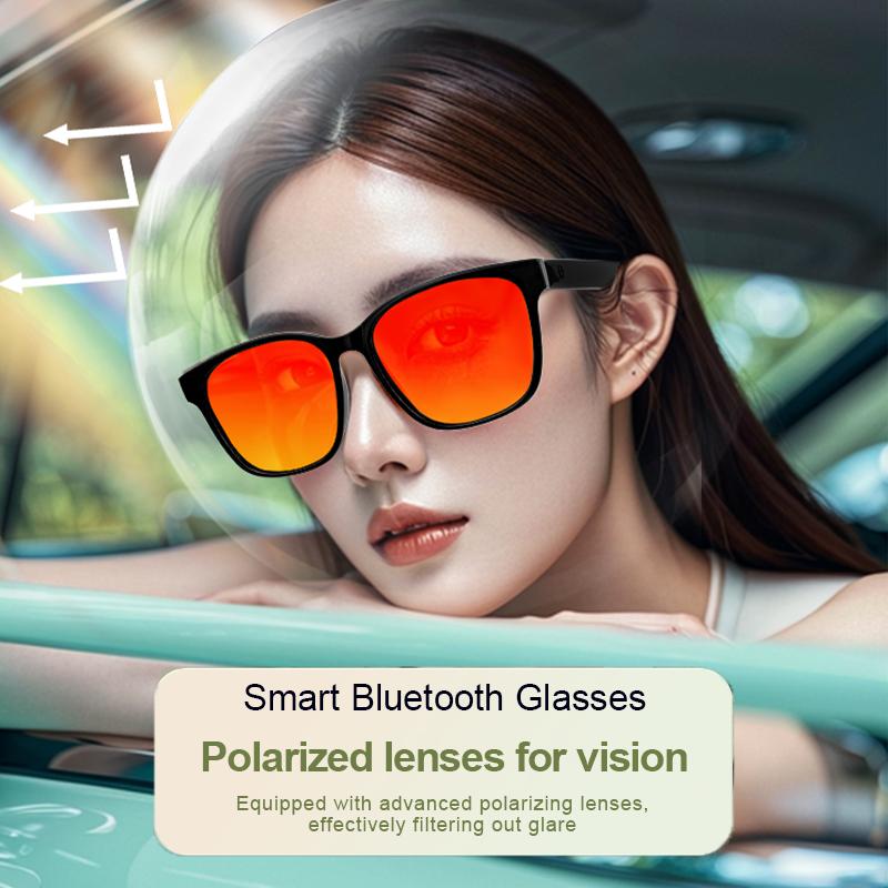 LIGE Fashion AI Smart Bluetooth Glasses Voice Assistant Bluetooth Call Playing Music Men Women Smart Sunglasses Camera Control