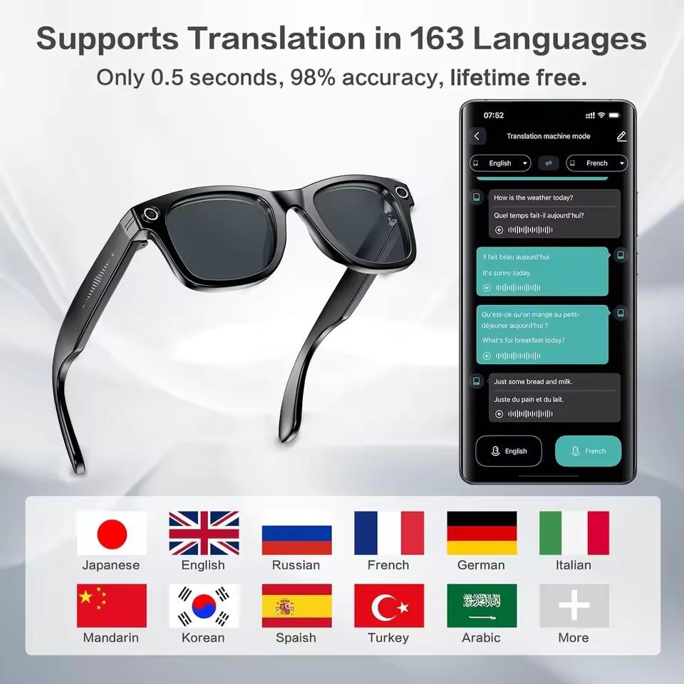 AI Smart Glasses, Men’s, 800W Camera, AI Translation, Voice Calling, Bluetooth Connectivity, WiFi Connectivity, 4K HD Resolution, Waterproof, Blue Light Protection, Suitable for Women, Newly Launched in 2025 - Image 1