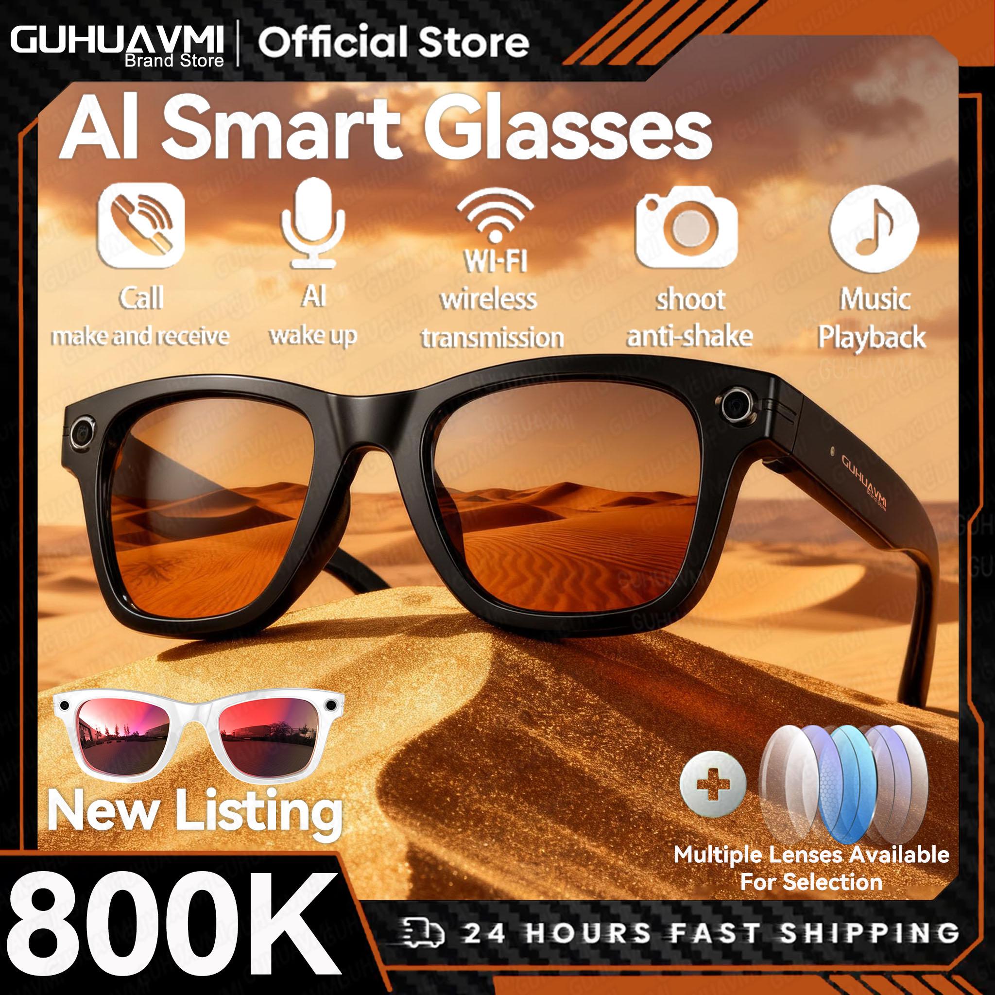 Smart glasses with Bluetooth voice interaction, camera, video recording, AI learning, image recognition, support for over 100 languages, translation, music playback, suitable for both men and women, year 2025