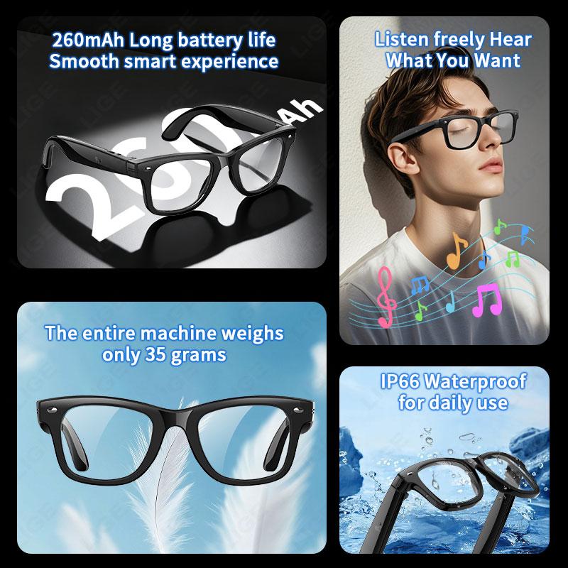 LIGE AI Photography Video Smart Glasses Intelligent Interactive Translation Smart Sunglasses For Google Glasses with camera men