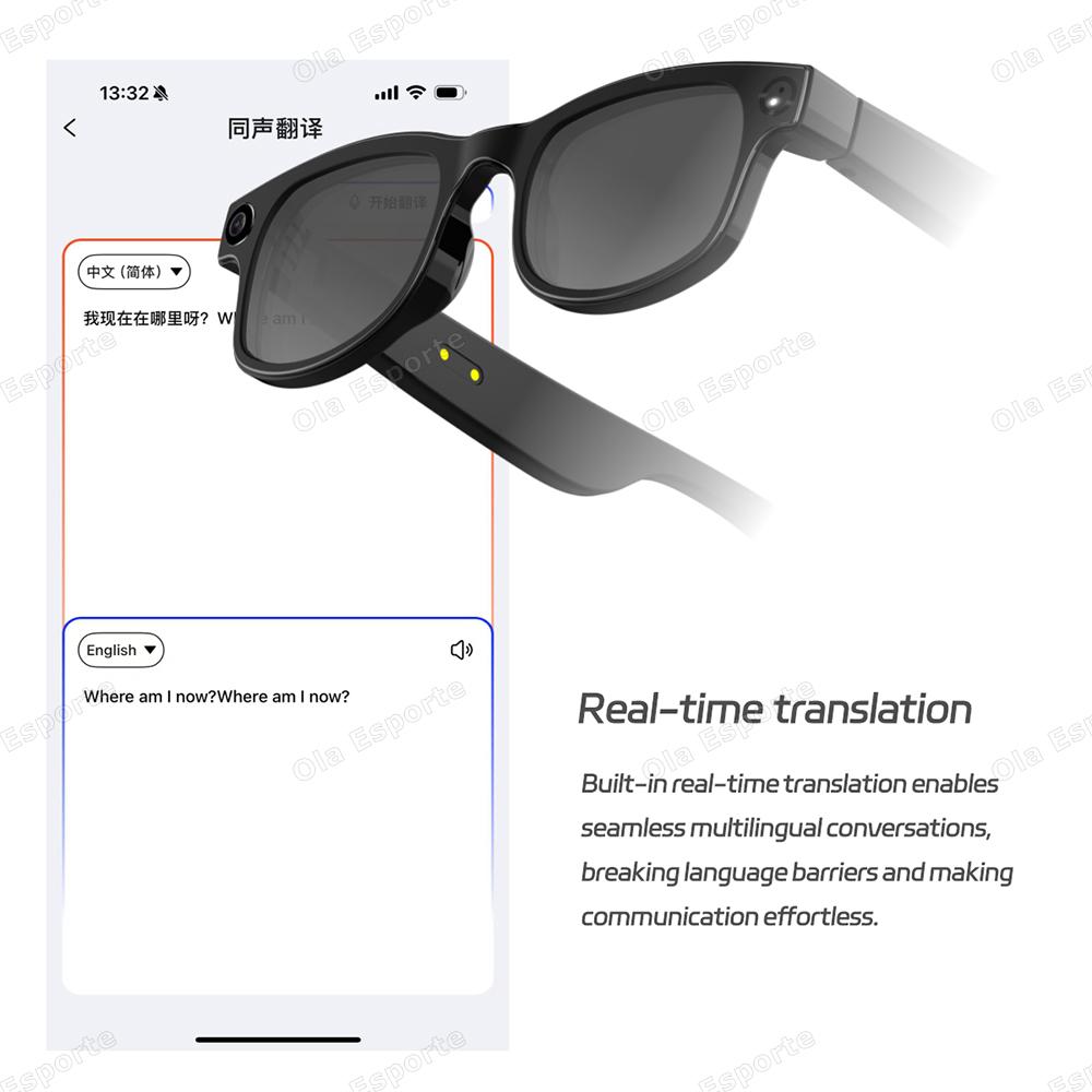 New AI Smart Glasses Chat GPT 500W Camera Bluetooth Call 300Mah Battery Voice Assistant Control Smart Sunglasses For Android IOS