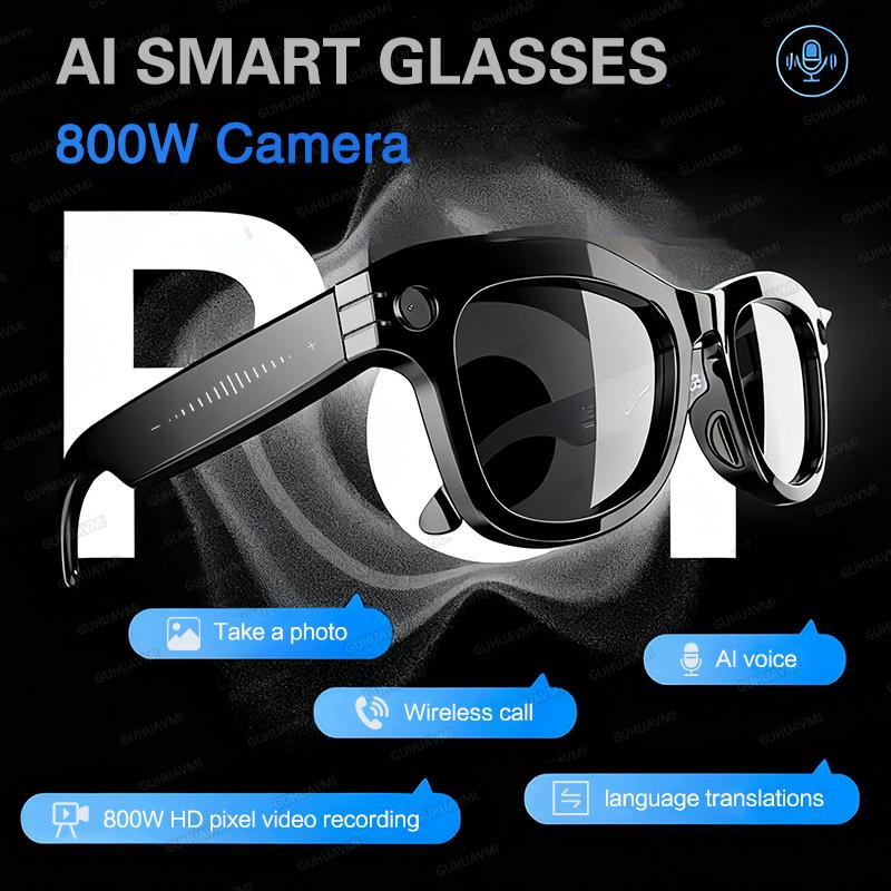 2025 AI Smart Glasses with Camera Sunglasses Mini Camera Video Recorder Wireless Bluetooth Call Anti-blue Glasses for Man Women