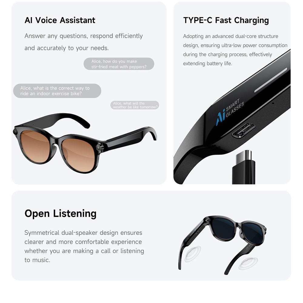 Discover the Revolutionary Features of สมาร์ท glasses, AI, real-time translation, บลูทูธ calling, sunglasses, dual camera, photography, voice, video, MP3 player, multifunctional, suitable for men