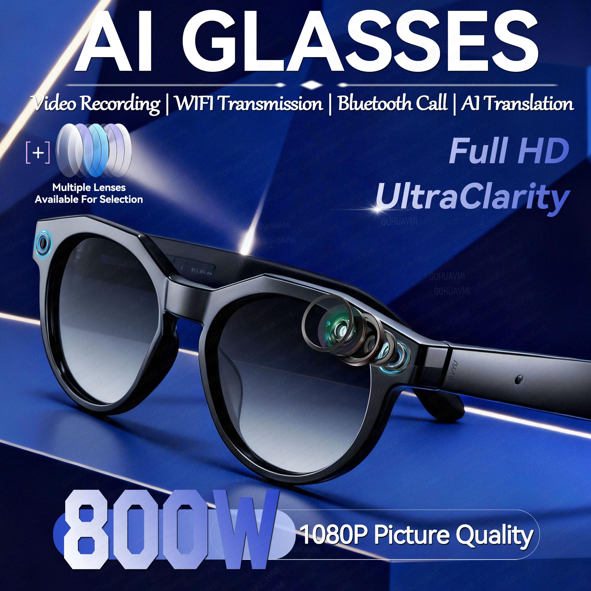 The Future of Technology: Exploring Smart glasses, new 1080P HD KI, GPT chat, 800MP camera, Bluetooth calling, 290mAh battery, WIFI transmission, waterproof, suitable for men's Innovations