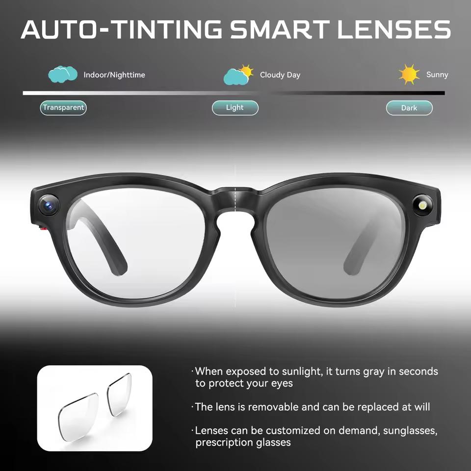 Smart glasses, new 1080P HD AI, GPT chat, 800MP camera, Bluetooth calling, 290mAh battery, WIFI transmission, waterproof, suitable for men