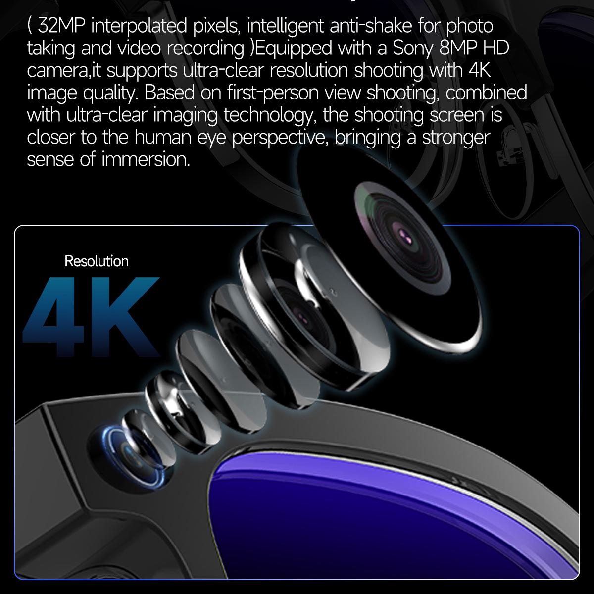 Smart Translation Glasses, New AI Camera Recognition, W630, Video and Audio Recording, 8MP Sony HD Camera, WiFi, Music Glasses, Suitable for 2025