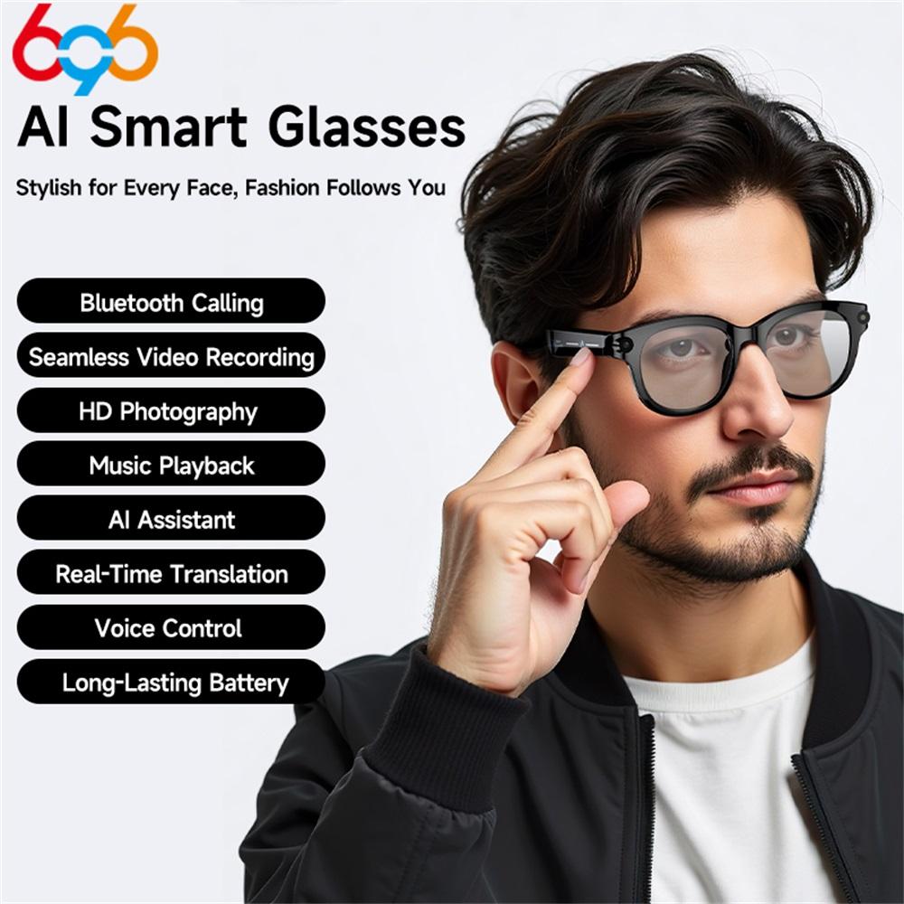 Smart glasses, AI, real-time translation, Bluetooth calling, sunglasses, dual camera, photography, voice recording, video, MP3 player, multifunctional, suitable for men
